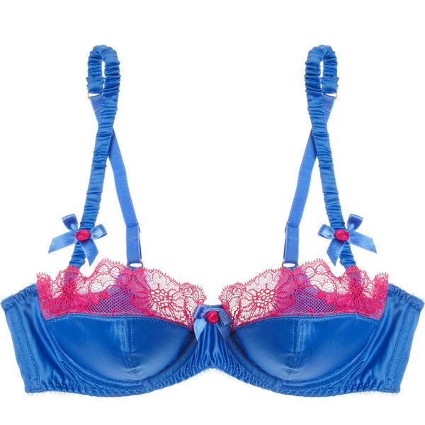 L'Agent by Agent Provocateur Krajková saténová podprsenka Marisella chrpová modř - fuchsiová close-up