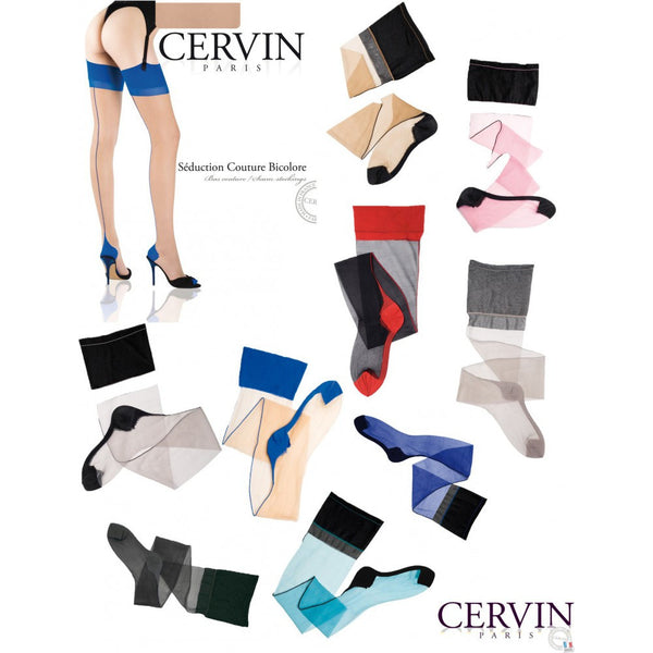 Cervin Pravé nylonky se švem Seduction Couture Bicolore