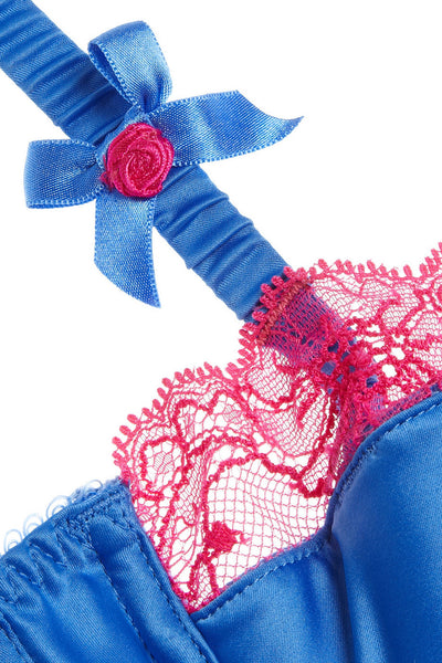 L'Agent by Agent Provocateur Krajková saténová podprsenka Marisella chrpová modř - fuchsiová detail