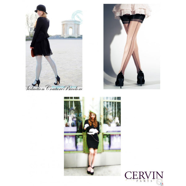 Cervin Pravé nylonky se švem Seduction Couture Bicolore  Deteil 1