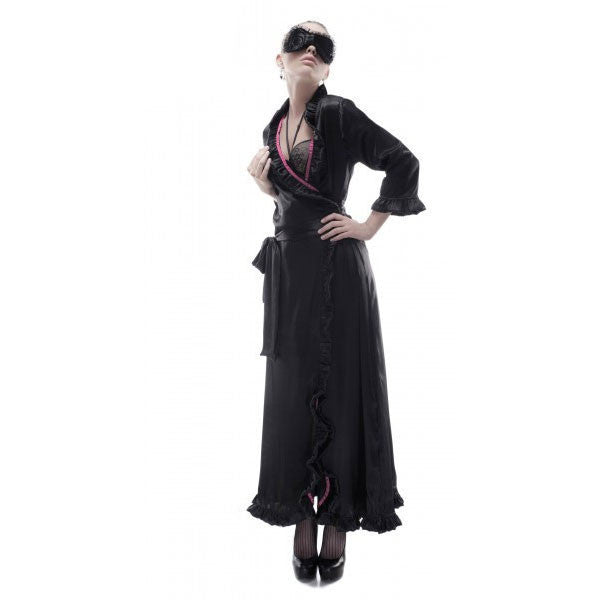 Kimono - Župan dlouhý černý Black Tulip